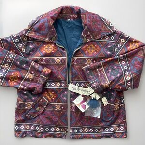 Vintage Current Seen Jacket Women 20W Reversible Stadium Coat Full Zip Russia